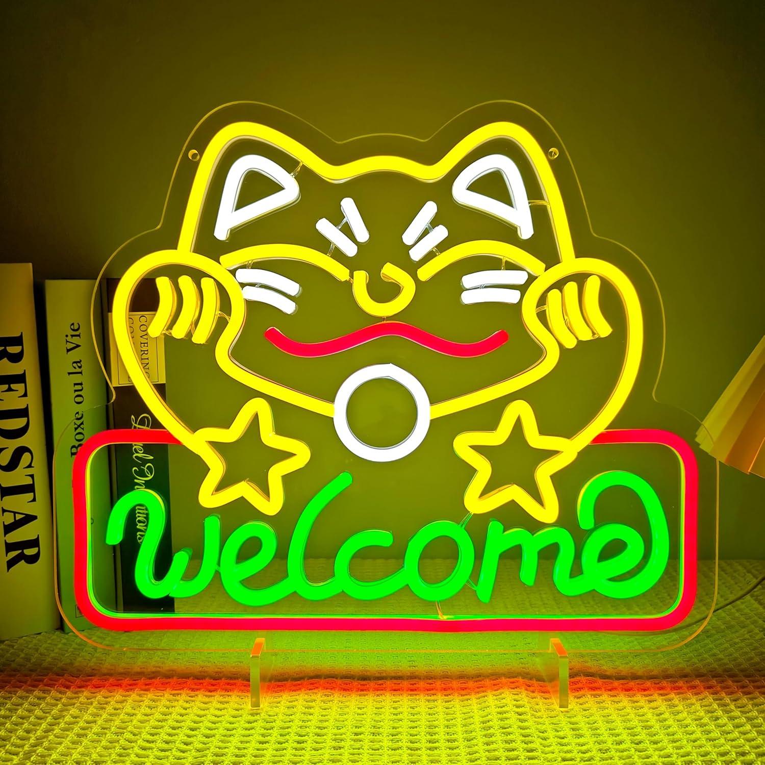 Lucky Cat Welcome Neon Sign US - Neon Sign Party 评论和价格