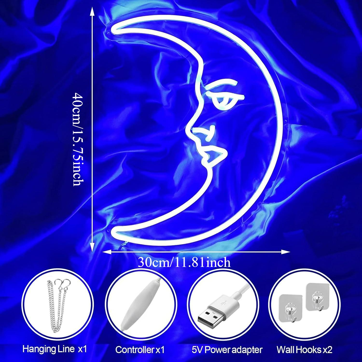 Moon Face Neon Sign USB Dimmab - Neon Sign Party 评论和价格