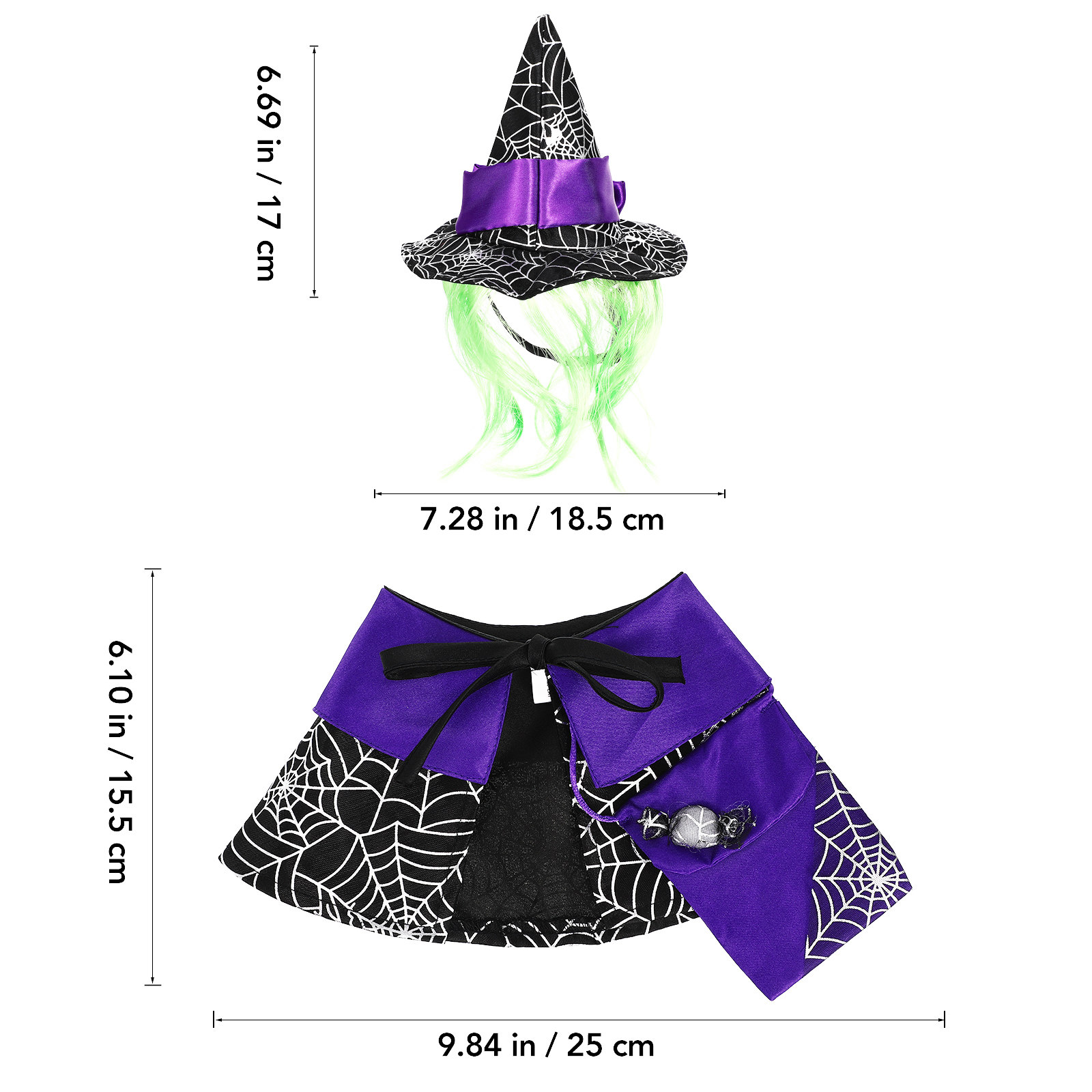 1Set Halloween Cat Costume Cat - Party Hat Cone 评论和价格