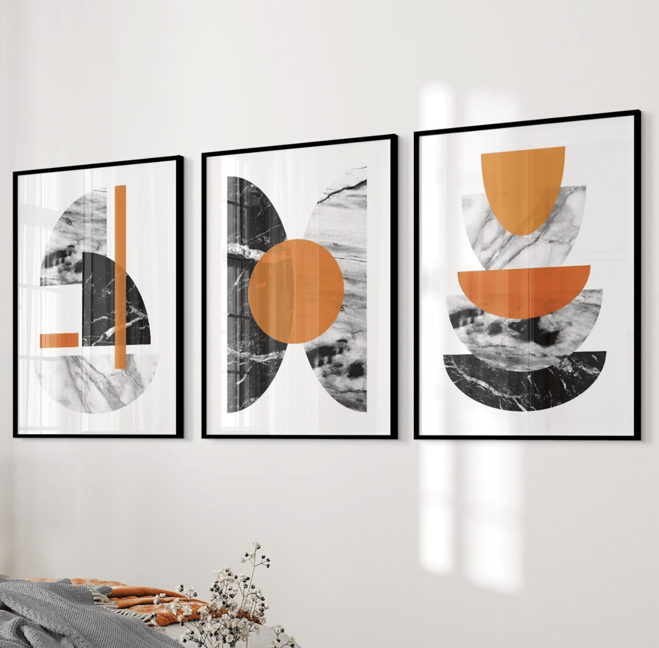 Boho Geometric 3 Panels Wall A - Flower Wall Panel 评论和价格